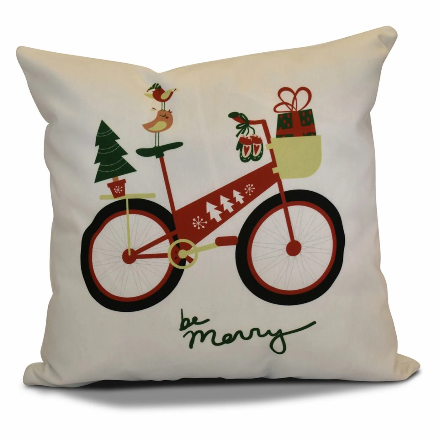 Outlet π Decorative β Christmas Pillows E By Design Merry Bird Bike Decorative Pillow π - Image 4
