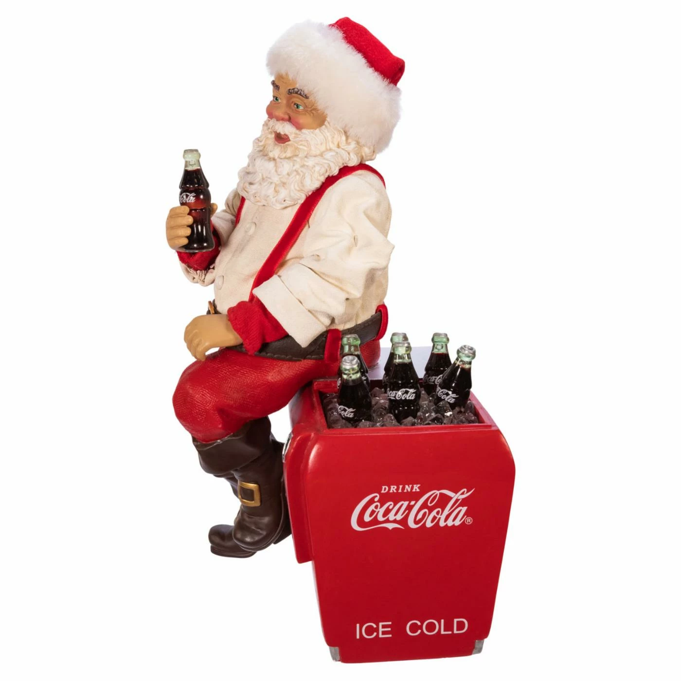 Budget β Santa Figurines Kurt Adler 10.5 In. Coca-Cola Santa Sitting On Cooler Table Piece π - Image 3