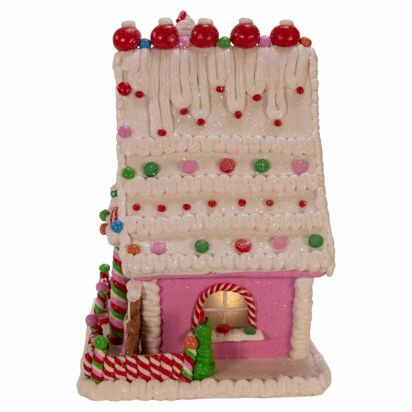 Brand new π Decorative π Christmas Accents Kurt Adler 10 In. Pink Battery Operated π¬ Candy LED Gingerbread House Table Piece β - Image 3