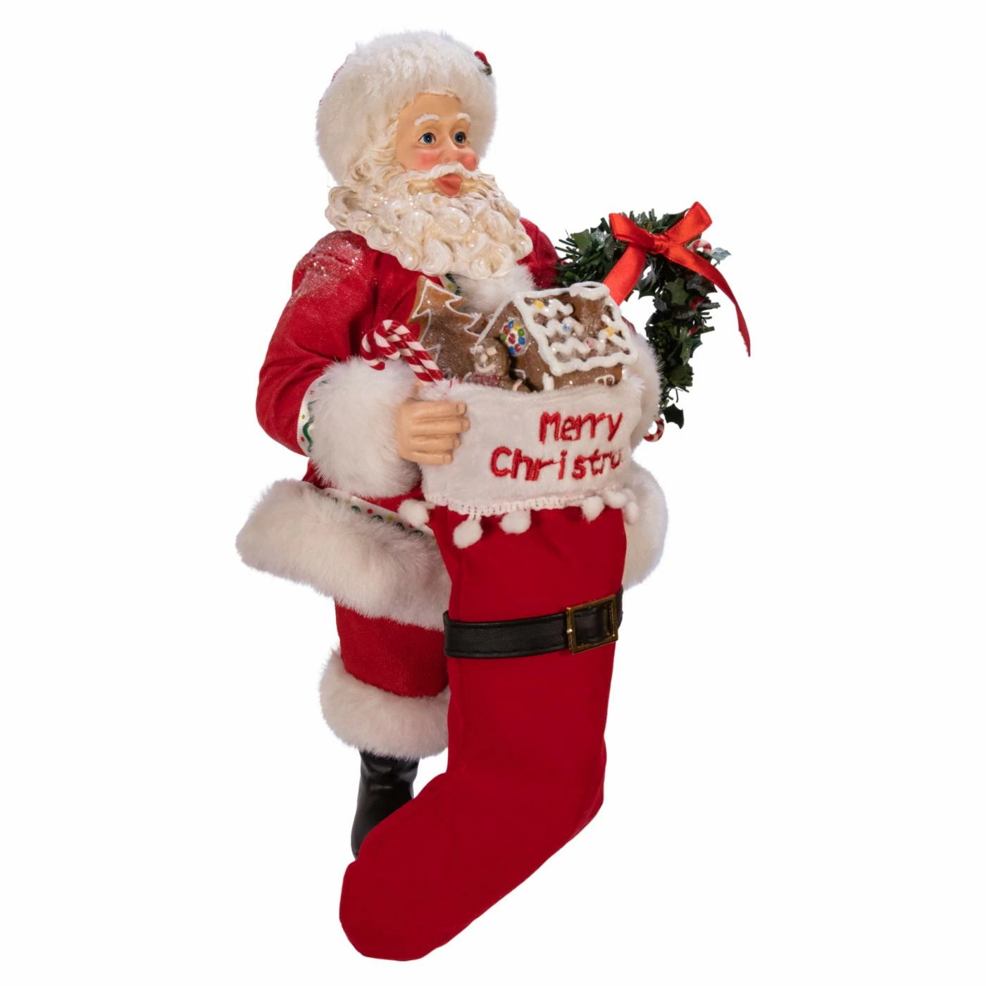 Flash Sale β¨ Santa Figurines Kurt Adler 10.5 In. Fabriche Gingerbread Santa With Stocking And Wreath π - Image 5