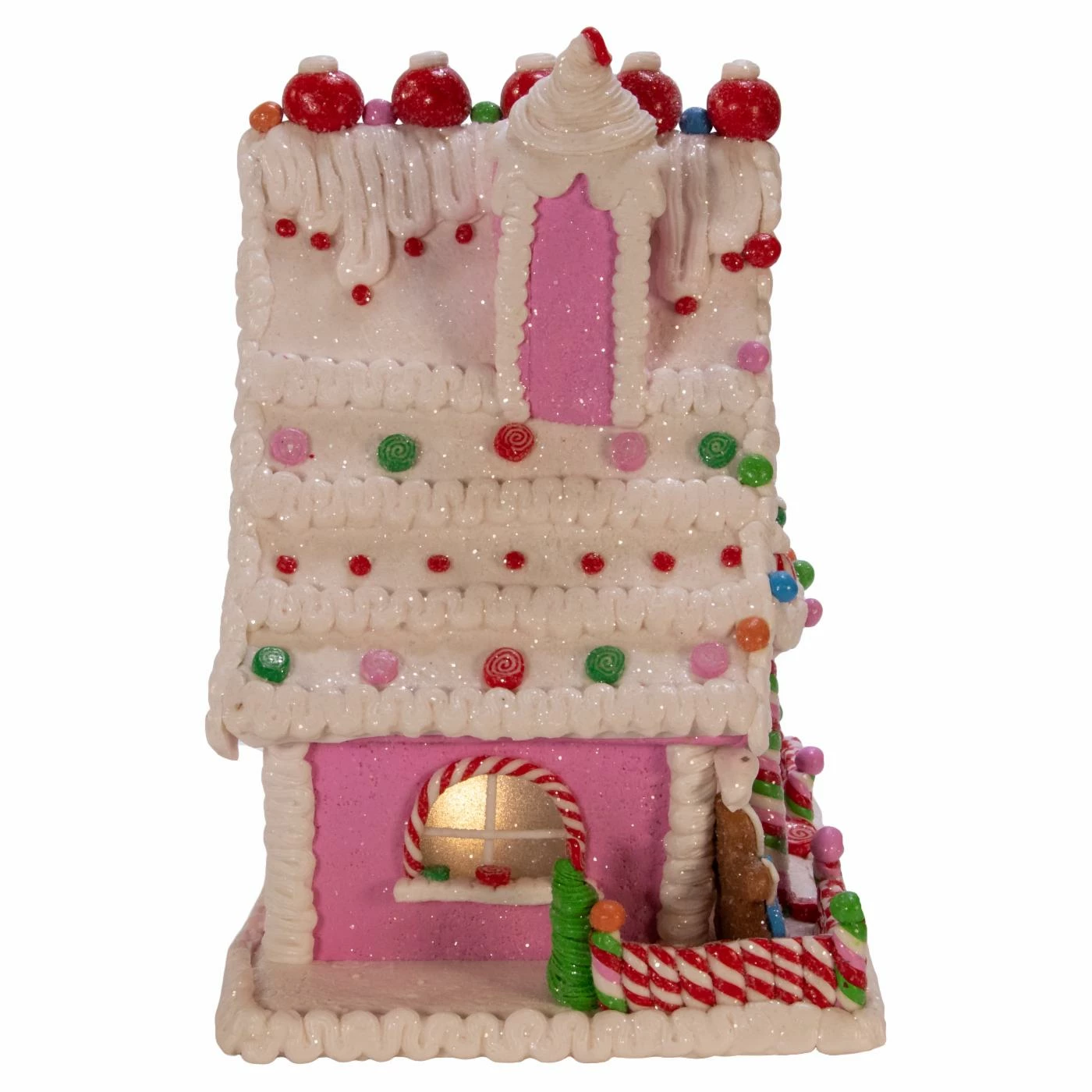 Brand new π Decorative π Christmas Accents Kurt Adler 10 In. Pink Battery Operated π¬ Candy LED Gingerbread House Table Piece β - Image 5