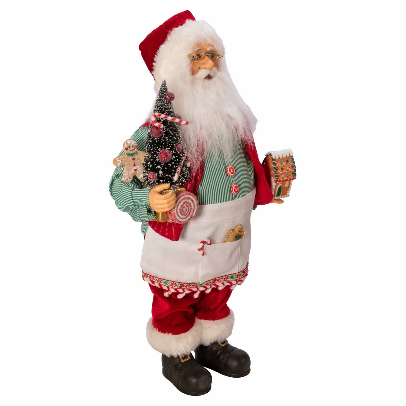 New 𧨠Santa Figurines Kurt Adler 18 In. Kringle Klaus Santa And Gingerbread House ⨠- Image 5