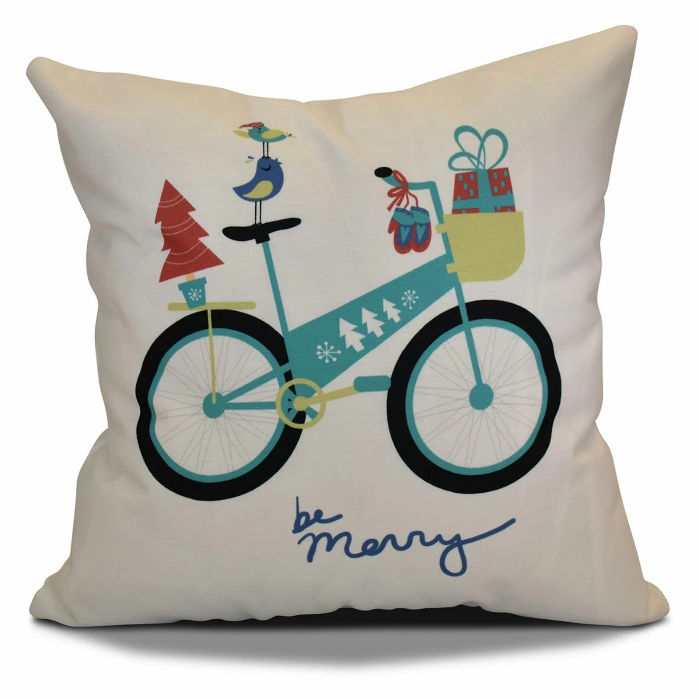 Outlet π Decorative β Christmas Pillows E By Design Merry Bird Bike Decorative Pillow π - Image 3