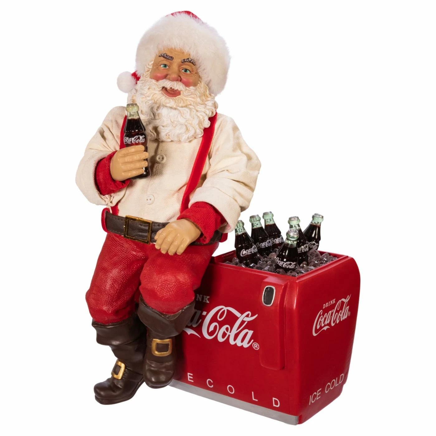 Budget β Santa Figurines Kurt Adler 10.5 In. Coca-Cola Santa Sitting On Cooler Table Piece π - Image 2
