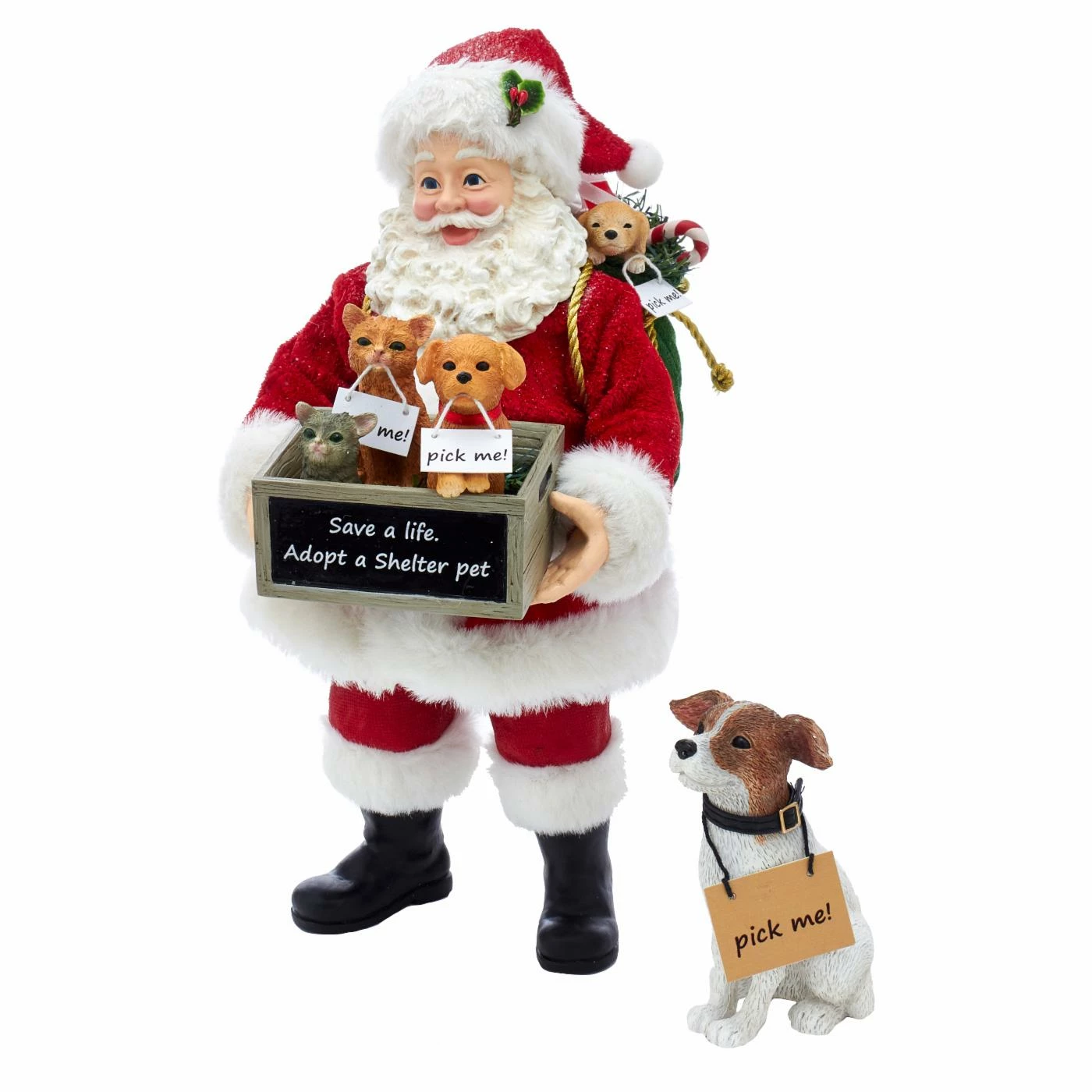Buy ๐ฏ Santa Figurines Kurt Adler 10.5 In. Fabriche Adopt-a-Pet Santa With ๐ฆฎ Dog ๐ - Image 2