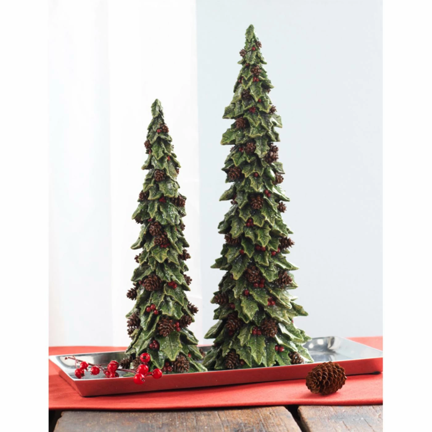 Wholesale 𧨠Melrose International Tabletop π Christmas Tree DΓ©cor Melrose Holly Trees With Pinecone Detail Set β€οΈ - Image 3