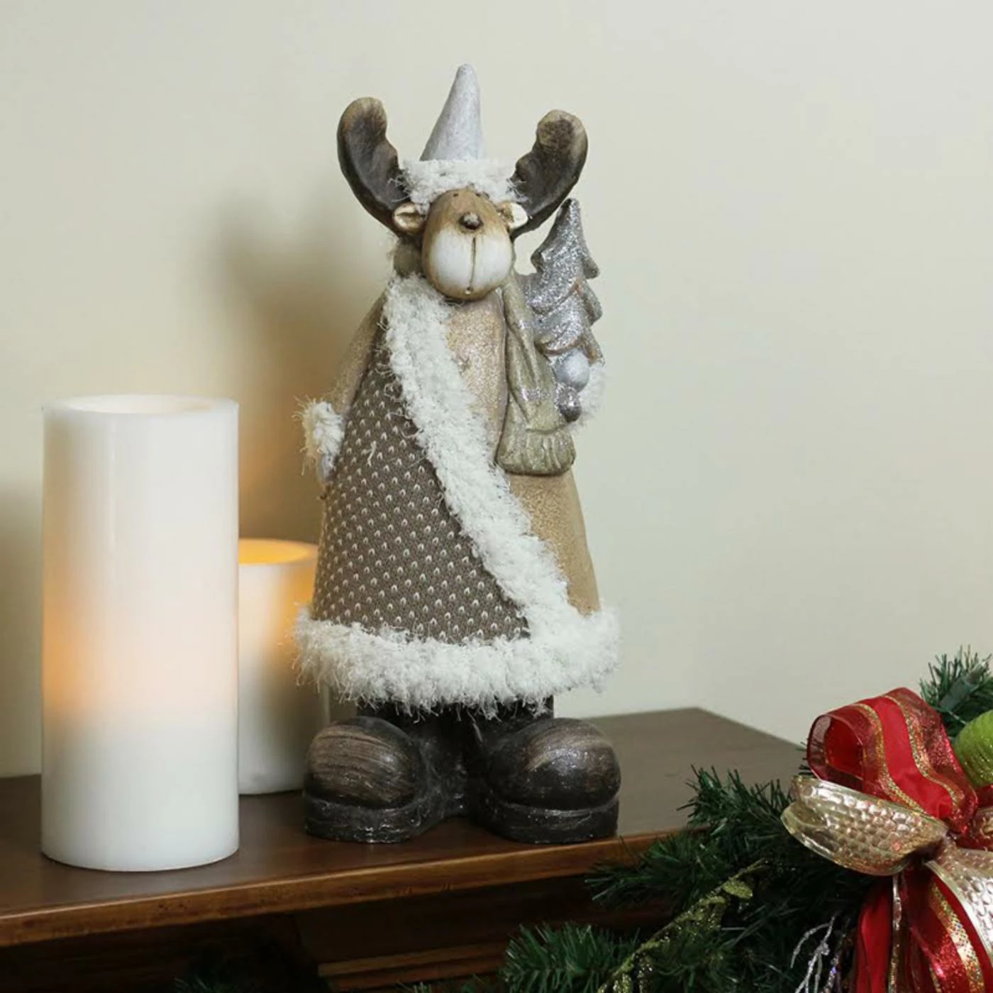 Best Pirce π₯ Decorative π Christmas Accents Northlight 15.75 In. Textured Eco Friendly Reindeer With π Christmas Tree Figure π - Image 2