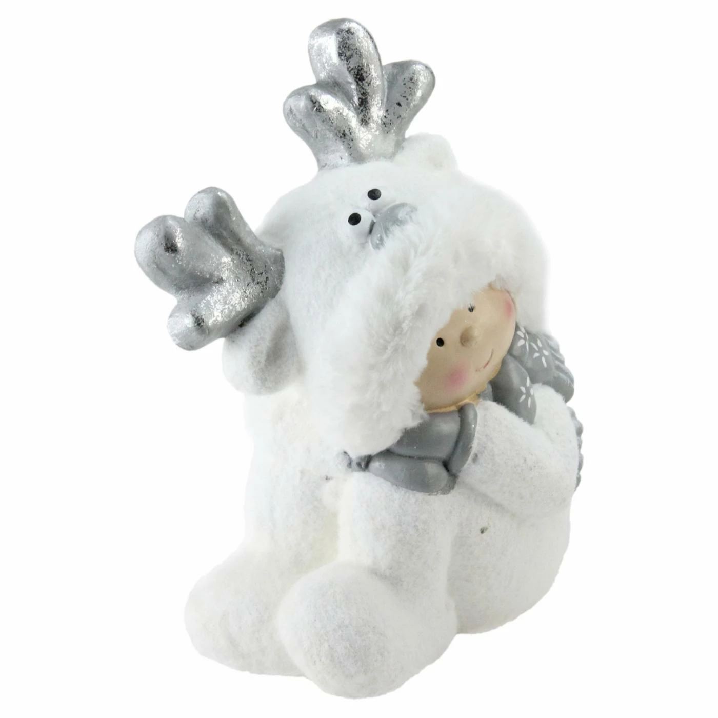Buy π₯° Decorative π Christmas Accents Northlight 12.5 In. Smiling Child In White Reindeer Snow Suit π Christmas Tabletop Decoration π - Image 2