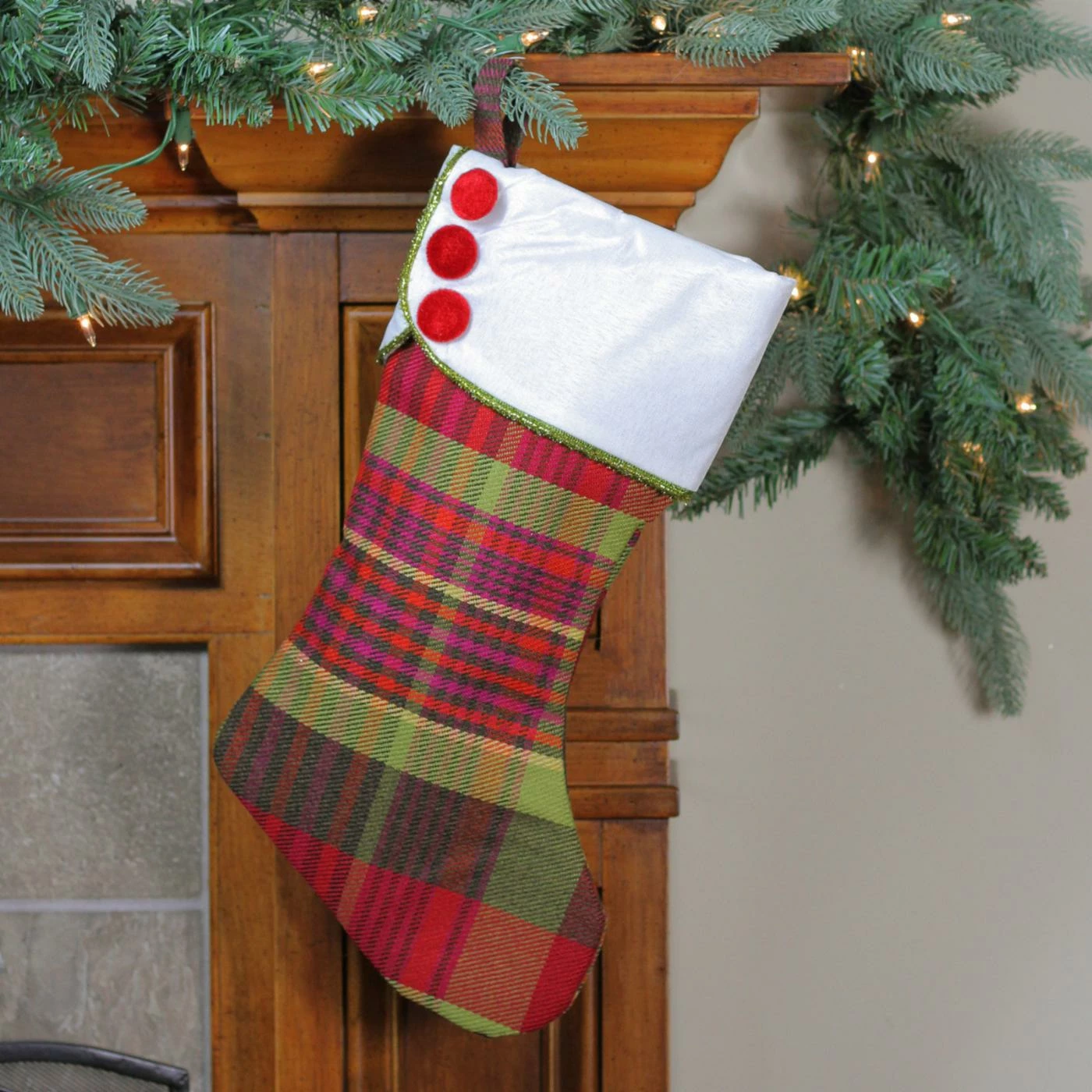 Best Pirce π Christmas Stockings & Holders Northlight Red And Green Plaid π
Christmas Stocking With Red Buttons π₯° - Image 2