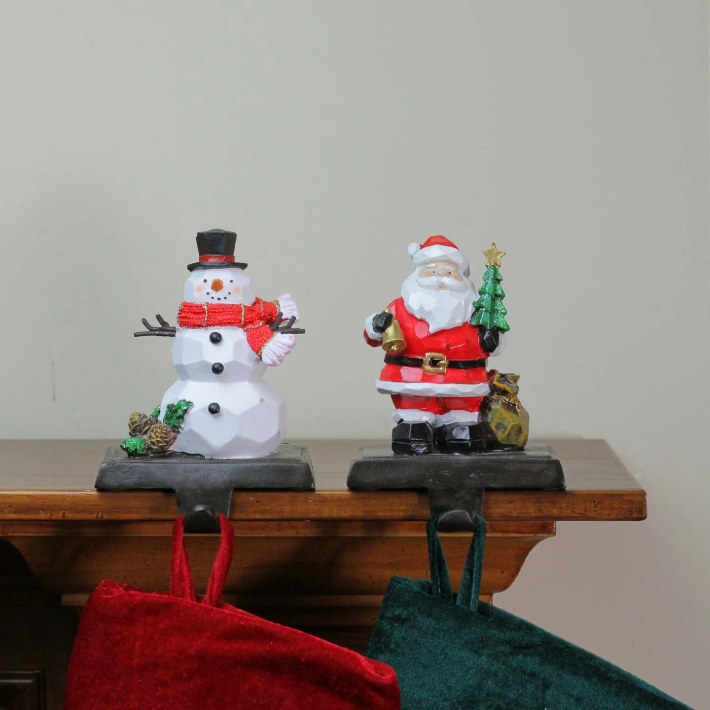 New π Christmas Stockings & Holders Northlight Santa And Snowman π Christmas Stocking Holder - Set Of 2 π - Image 2