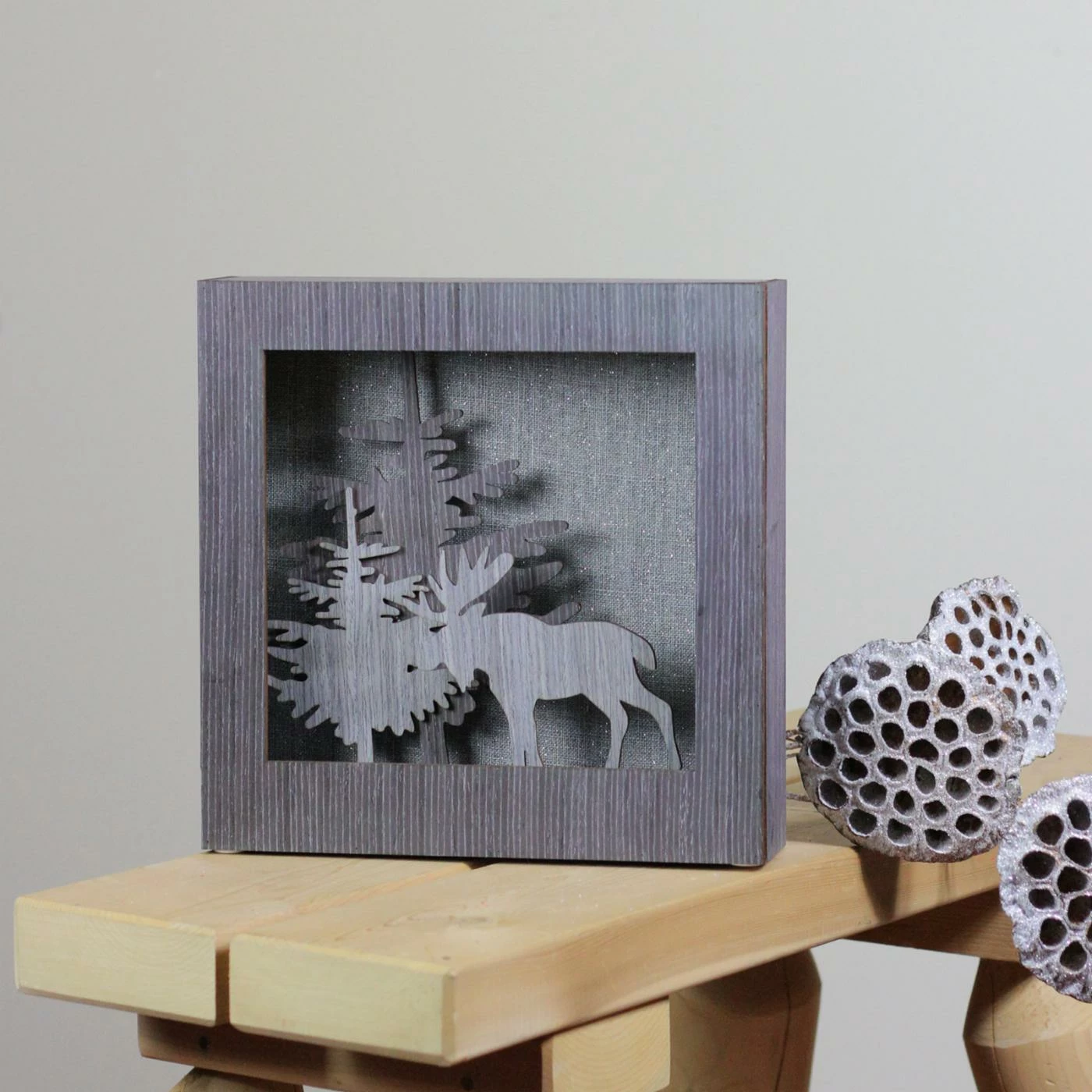 Brand new π Decorative π Christmas Accents Northlight Glittered Moose Silhouette Box Framed π Christmas Table Decoration π€© - Image 2