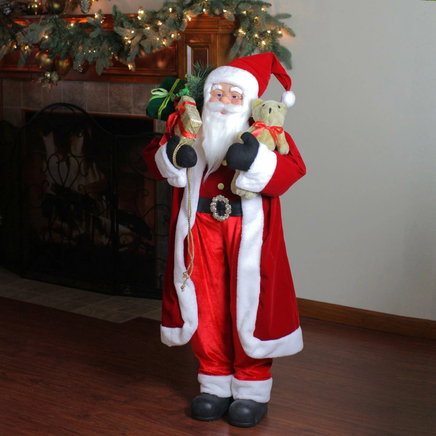 New π Santa Figurines Northlight 4 Ft. Standing Santa Claus With Gifts π Christmas Figure π - Image 2