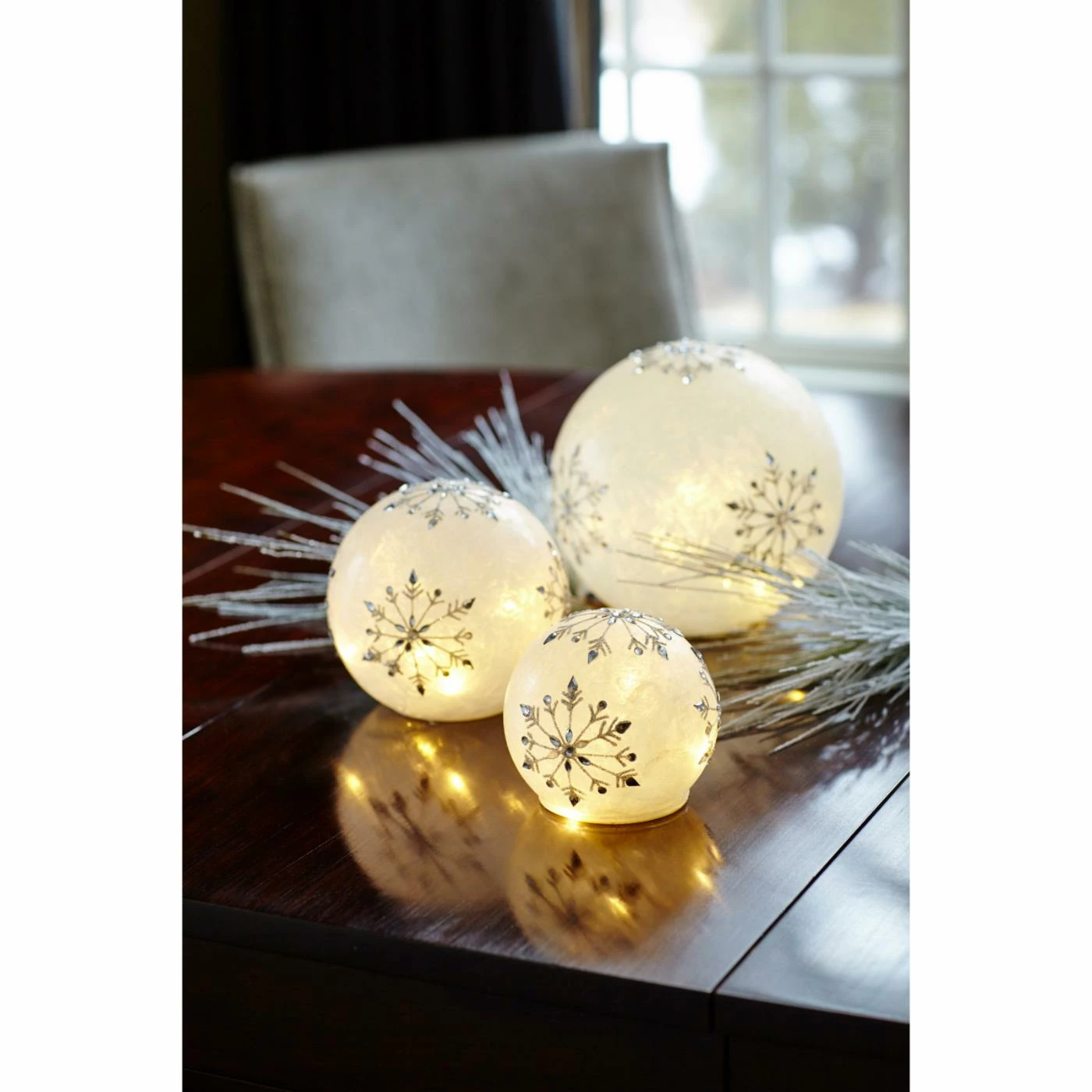 Best deal π€© Melrose International Decorative π Christmas Accents Melrose LED Snowflake Globes Set With Timer βοΈ - Image 2