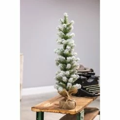Best Pirce 🌟 Tabletop 🎄 Christmas Tree Décor Vintage Floral Snow Tipped Artificial Pine Tree ⌛
