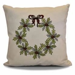 Discount π Decorative π Christmas Pillows E By Design Traditional Holly Wreath Decorative Pillow π