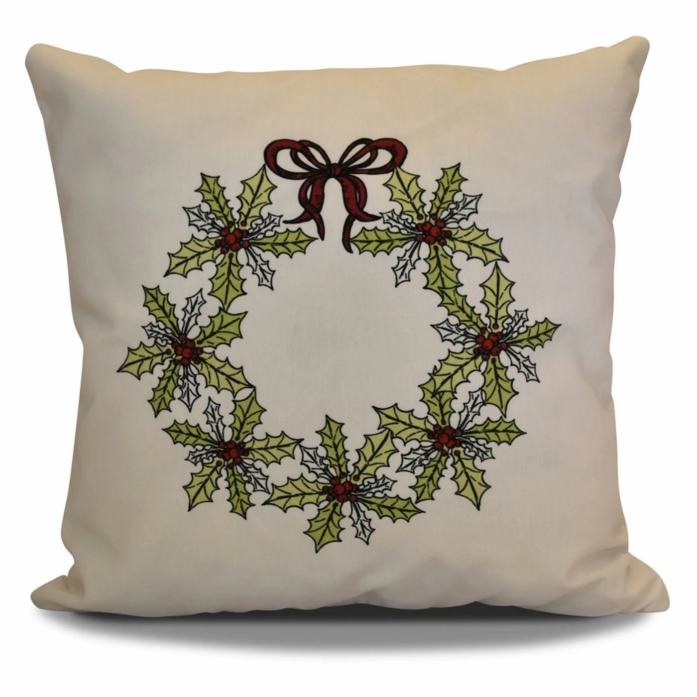 Discount π Decorative π Christmas Pillows E By Design Traditional Holly Wreath Decorative Pillow π