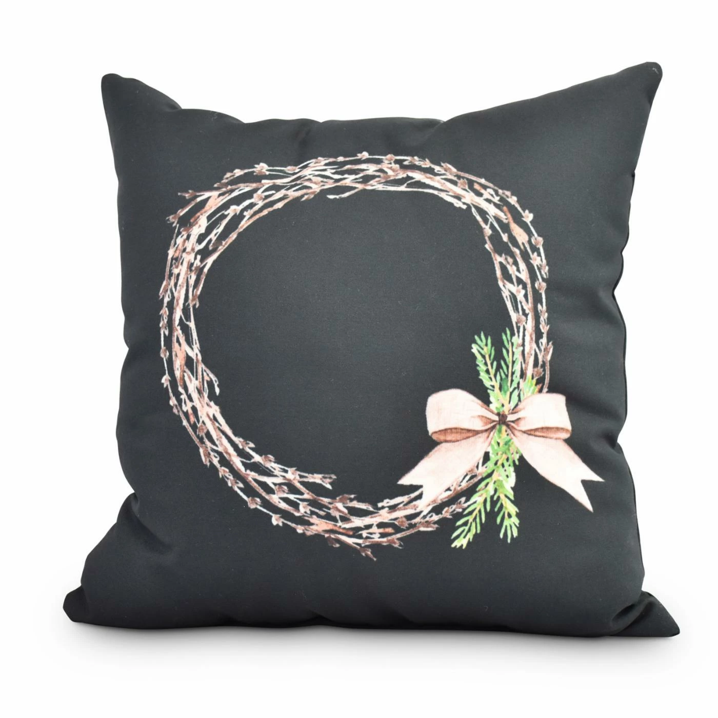Discount π₯° Decorative π Christmas Pillows E By Design Sprig Of Green Black Holiday Print Decorative Throw Pillow π