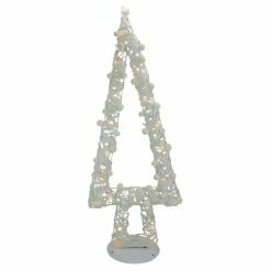 Budget 🧨 Tabletop ❄ Christmas Tree Décor Northlight Lighted White String Glittered ❄ Christmas Tree Figurine ✔️