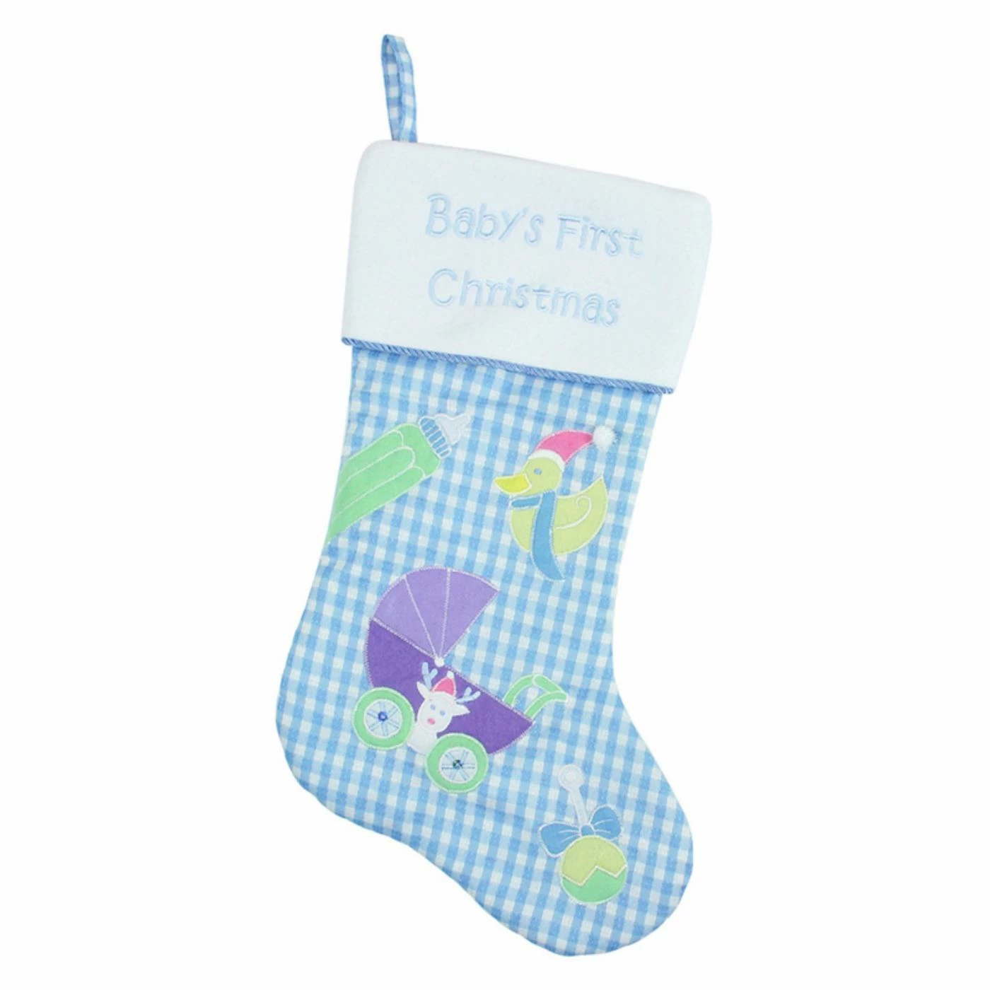 Budget π Christmas Stockings & Holders Northlight Blue And White Checked Babys First π
Christmas Embroidered Stocking With Fleece Cuff π