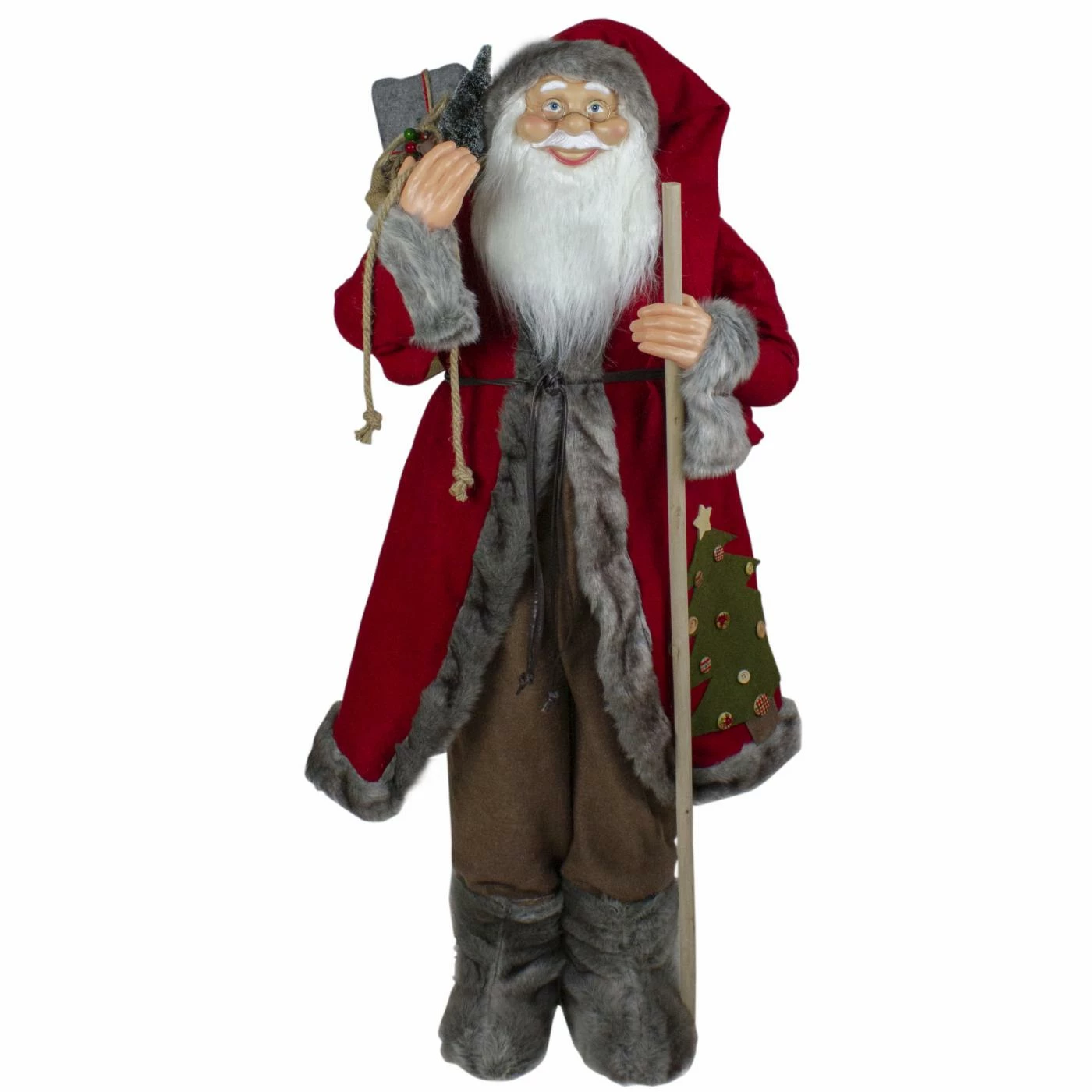 Cheap 𧨠Santa Figurines Northlight 4 Ft. Standing Jolly Santa Claus With Walking Stick β€οΈ