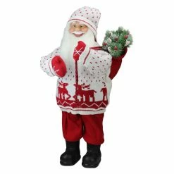 Deals ✔️ Santa Figurines Northlight 25 In. Retro 🎄 Christmas Santa In Knit Deer Sweater Figure 🛒