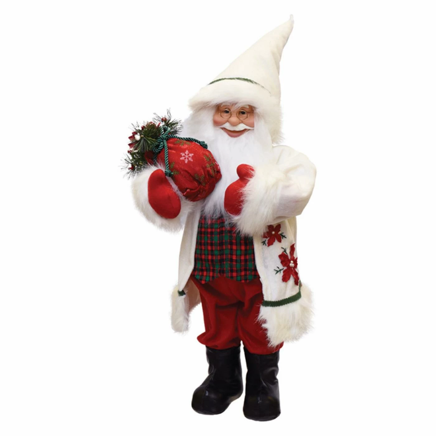 Promo π Santa Figurines Northlight 25 In. Santa In Winter Flannel With Sack Of Pine Figurine π