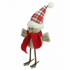 Flash Sale ⭐ Decorative 🔔 Christmas Accents Northlight 10 In. Standing Bird With Scarf And Plaid Hat 🔔 Christmas Decoration 👍