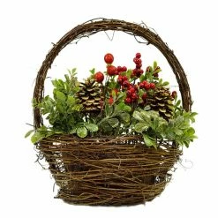 Buy π Decorative π Christmas Accents Northlight 12 In. Boxwood Berries And Boxwood In Twig Basket π Christmas Decoration π₯