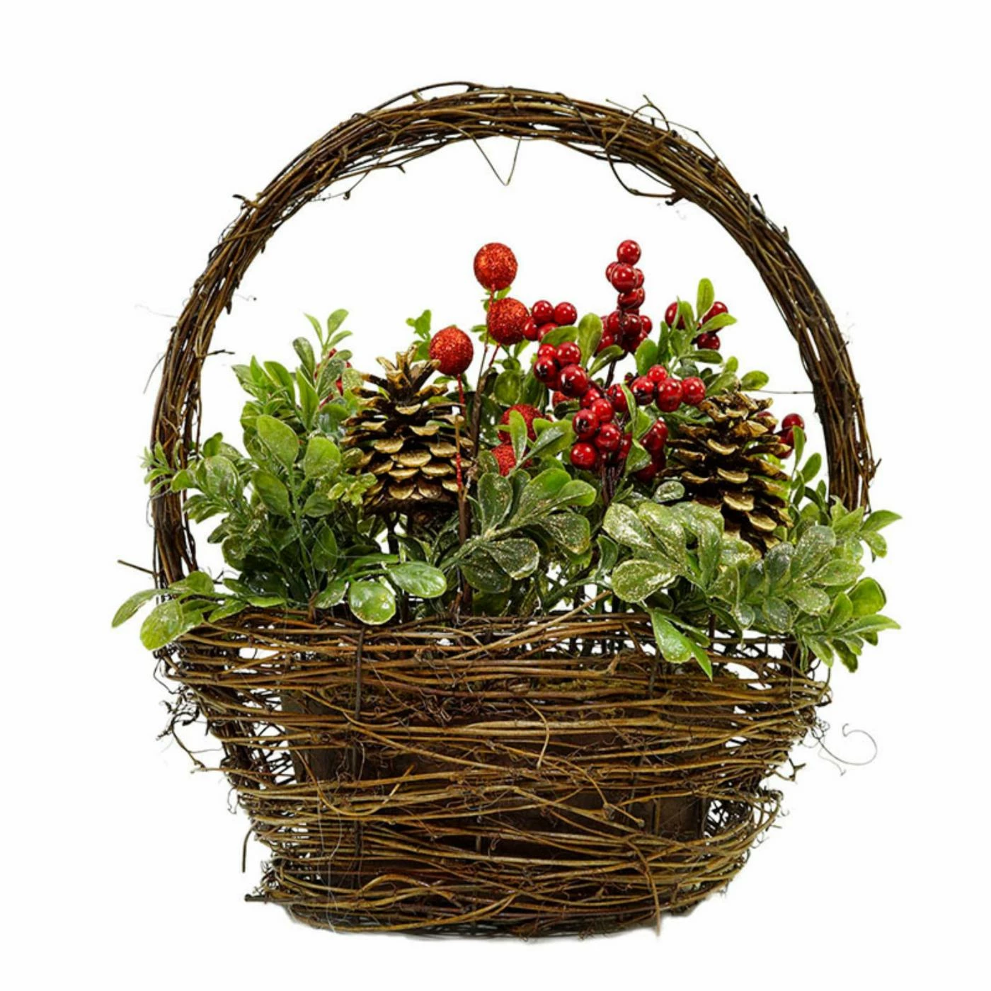 Buy π Decorative π Christmas Accents Northlight 12 In. Boxwood Berries And Boxwood In Twig Basket π Christmas Decoration π₯