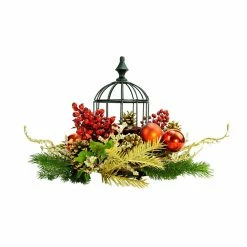 Buy π€© Candle Holders π Christmas Home Decor Northlight 13 In. Berry And Pine Cone Birdcage Hurricane Glass π Christmas Pillar Candle Holder π