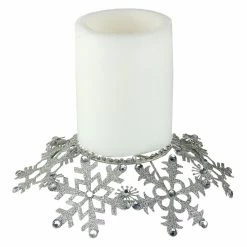 Buy ❤️ Candle Holders 🎄 Christmas Home Decor Melrose Glitter Snowflake 🎄 Christmas Pillar Candle Holder ✔️