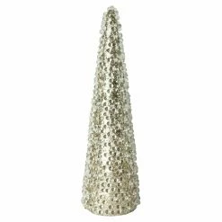 New ⌛ Tabletop 🎅 Christmas Tree Décor Northlight 13 In. All That Glitters Beaded And Gold Glittered 🎅 Christmas Cone Tree Table Top Decoration 😉