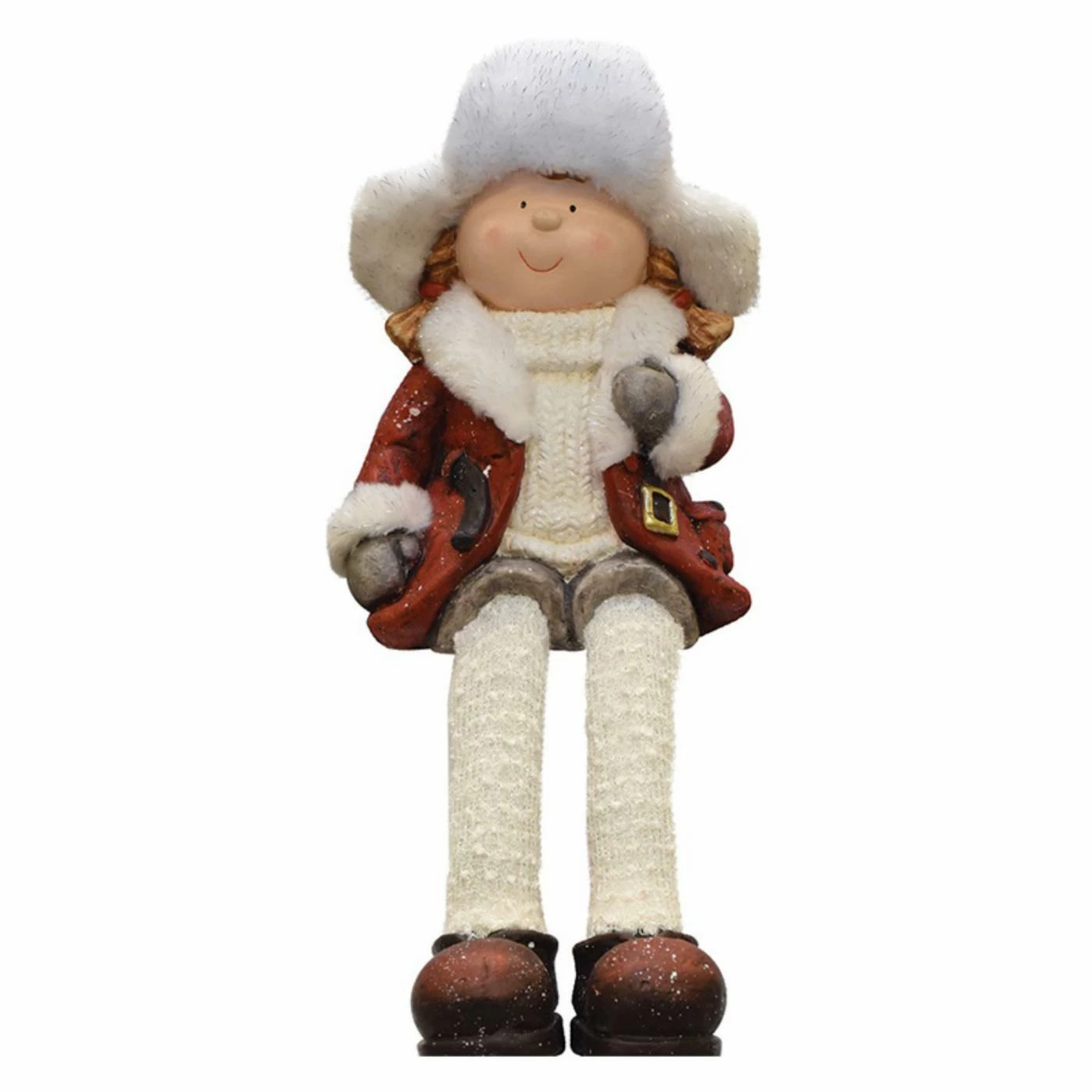 Best Sale π Decorative π Christmas Accents Northlight 19 In. Sitting Young Girl In Trapper Hat Decor π