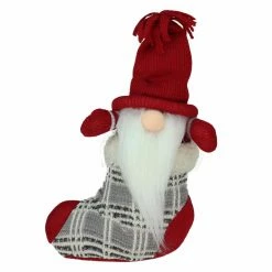 Promo 😍 Decorative 🎄 Christmas Accents Northlight 10 In. Gray And Red Tristan Gnome In 🎄 Christmas Stocking 🛒