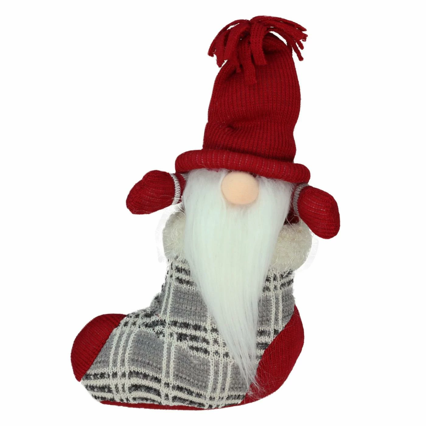 Promo π Decorative π Christmas Accents Northlight 10 In. Gray And Red Tristan Gnome In π Christmas Stocking π