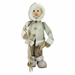 Buy π Snowman Figurines & DΓ©cor Northlight Winters Beauty White And Brown Skiing Snowman β Christmas Figurine π§¨