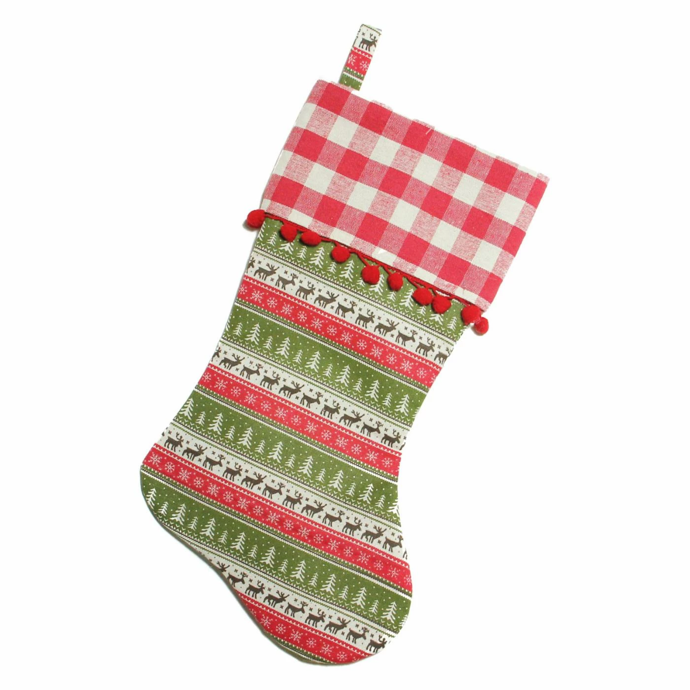 Best Sale π₯ Christmas Stockings & Holders Northlight Red And Green Rustic Lodge π Christmas Stocking With Pom Poms And Cuff β