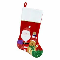 Discount 😀 Christmas Stockings & Holders Northlight 20.5 In. Santa Claus And Reindeer With Glitter Presents 🎁 Christmas Stocking ✔️