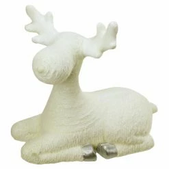 Best Pirce 😍 Decorative 🎅 Christmas Accents Northlight 14 In. Creamy White Sitting 🎅 Christmas Moose 🤩