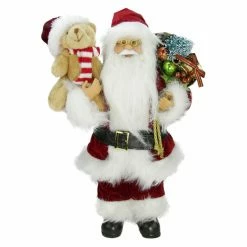 Deals ⭐ Santa Figurines Northlight 12 In. Santa Claus ❄ Christmas With Teddy Bear And Gift Bag ⭐