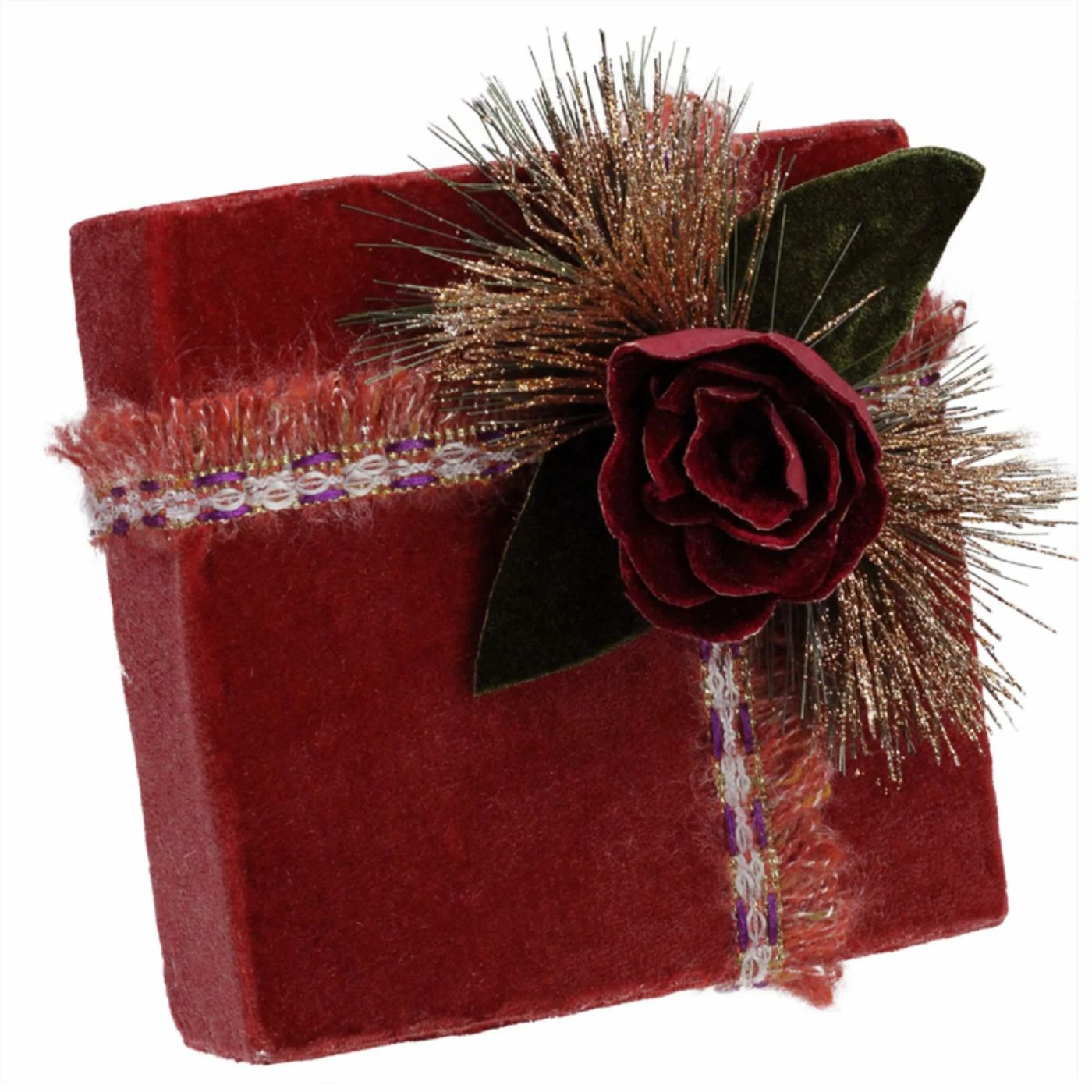 Best Sale π Decorative π Christmas Accents Northlight Natures Luxury Dark Rose Floral Accent π Christmas Gift Box Decoration β