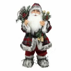 Budget 😍 Santa Figurines Northlight 24 In. Alpine Chic Santa Claus With Frosted Pine Snowshoes And Skis 🛒