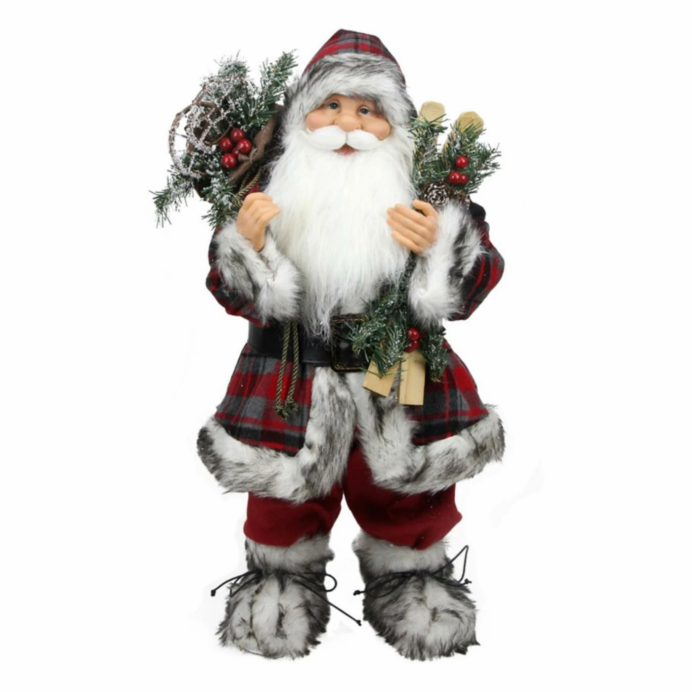Budget π Santa Figurines Northlight 24 In. Alpine Chic Santa Claus With Frosted Pine Snowshoes And Skis π