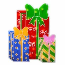 Cheap 🤩 Decorative ❄ Christmas Accents Northlight 17 In. Double Sided Lighted Shimmering ❄ Christmas Presents Window Silhouette 🎁