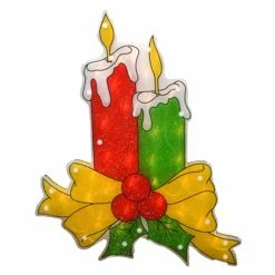 Outlet ⌛ Decorative 🎁 Christmas Accents Northlight 17 In. Double Sided Lighted Shimmering Candle 🎁 Christmas Window Silhouette 🧨
