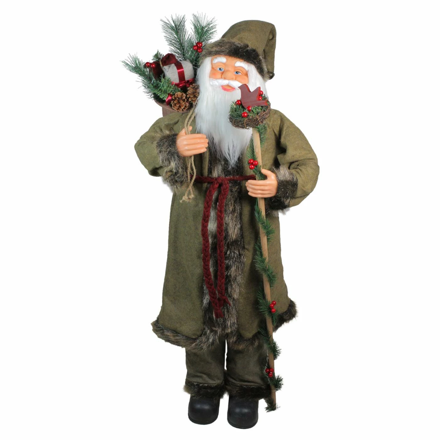 Budget π Santa Figurines Northlight 51 In. Plush Standing Santa Claus With Gifts And Staff π Christmas Figure π