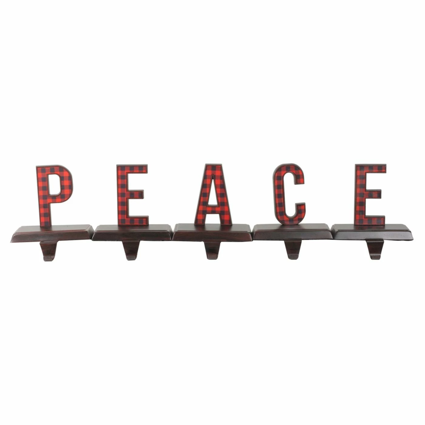 Best Sale π₯ Christmas Stockings & Holders Northlight 5 Piece Buffalo Plaid Peace π Christmas Stocking Holder Set π