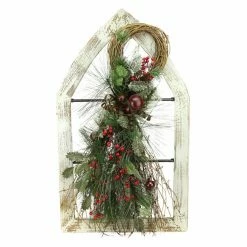 Flash Sale ✨ Decorative 🔔 Christmas Accents Gerson Company White Washed Window Frame 🔔 Christmas Wall Decoration ❤️