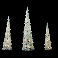 Flash Sale 😉 Tabletop 🎄 Christmas Tree Décor Northlight Lighted Cone Tree 🎄 Christmas Decoration - Set Of 3 🤩