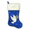 Buy 🎉 Christmas Stockings & Holders Northlight Royal Blue Velvet Dove 🎄 Christmas Stocking 🔔